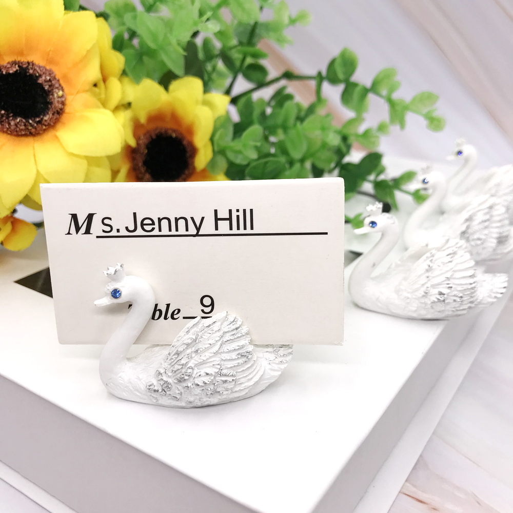 Document Holder Stand - 8 pezzi portacarte segnaposto cigno bianco